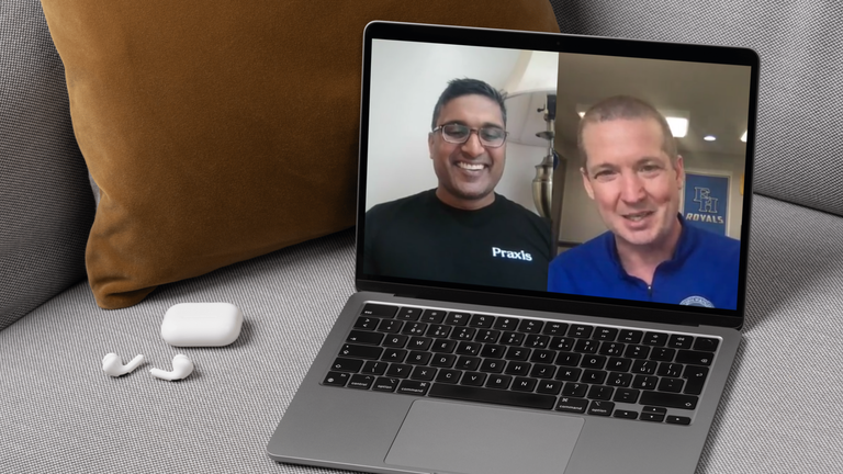laptop showing interview conversation